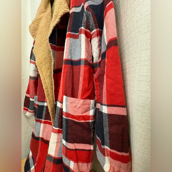 Red Plaid Faux Sherpa Lined Jacket - Picture 1 of 5